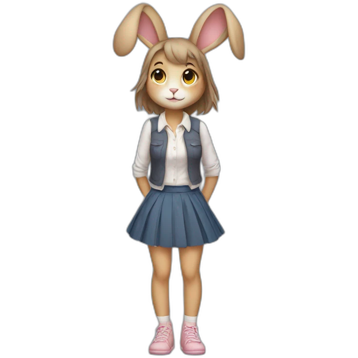 rabbit wearing skirt only female girl cute adorable fullbody emoji