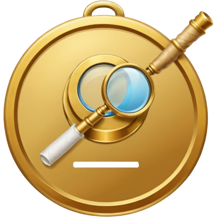 gold medal with bandage and a magnifier engraved on the center emoji