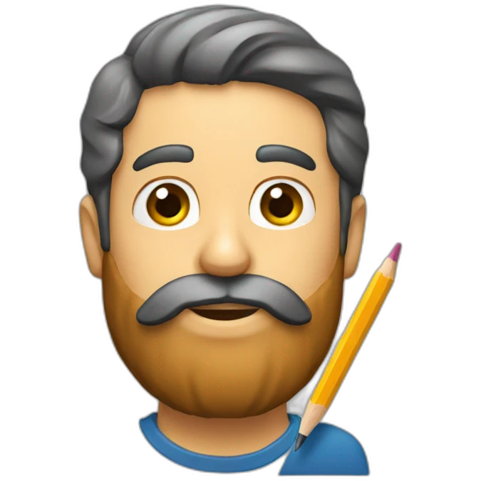 a man with a beard and a pencil behind his ear emoji
