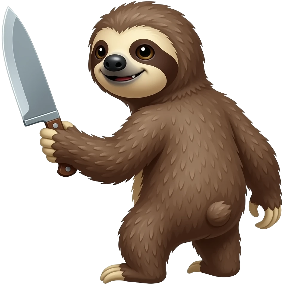 turn back looking askance going smiling evil killer sloth w big knife emoji