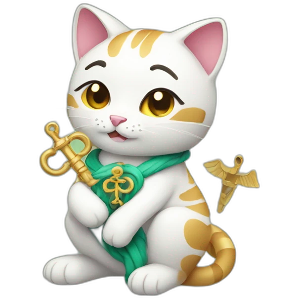 Chinese cat hugging entire Caduceus emoji