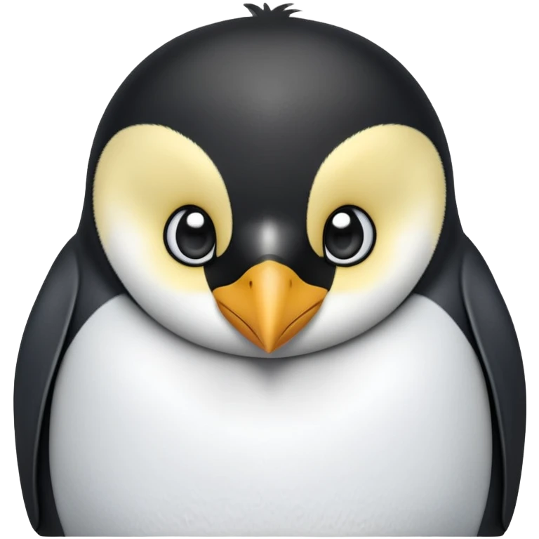 cinematic-adult-emperor-penguin-portrait-emoji,-head-tilted-playfully-and-inquisitively,-with-glossy,-pristine-plumage,-sparkling-eyes-filled-with-curiosity,-simplified-yet-irresistibly-adorable-features, black, large black eyes face emoji