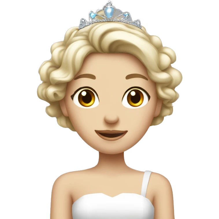 elegant girl in white dress with a tiara emoji