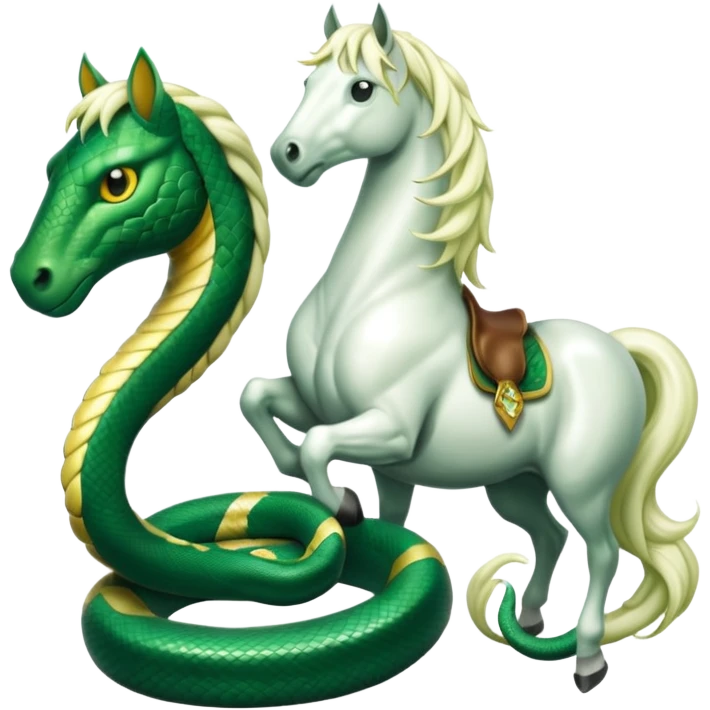 I need a slytherin inspired emoji (like emerald green and snakes) and something with a horse emoji