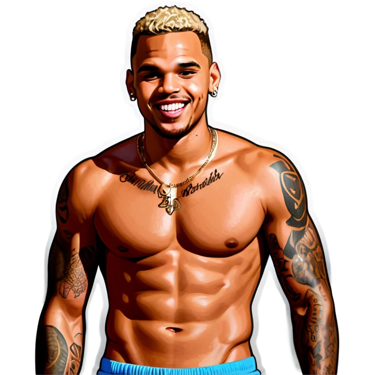 Chris brown shirtless realistic smiling emoji