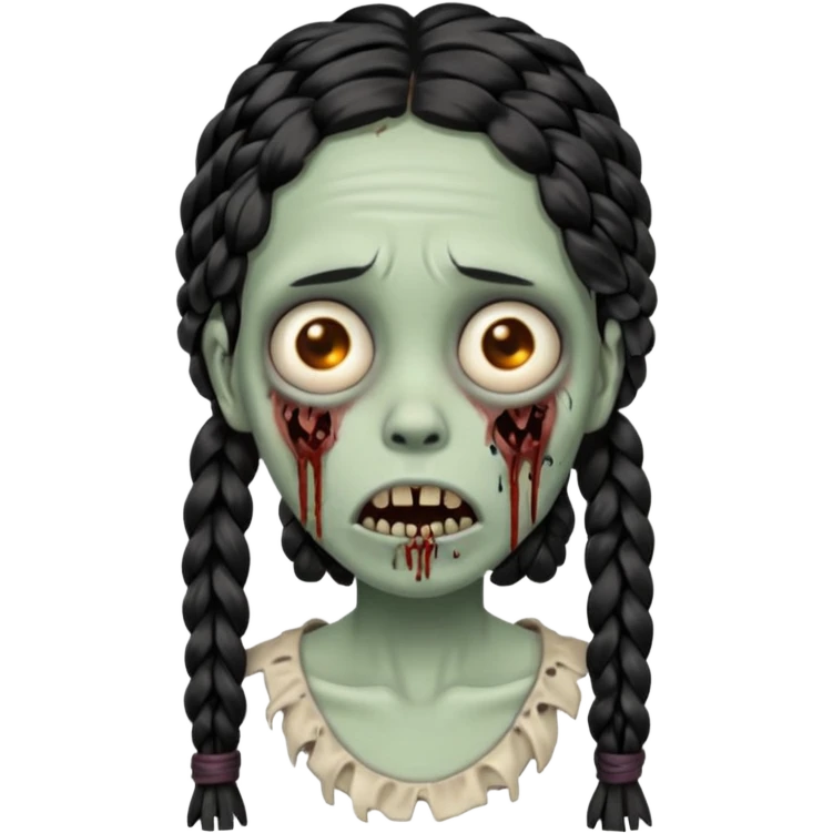 make a zombie with a droopy mouth girl with black knotless braids  emoji