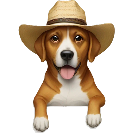 a dog riding a surfboard with a cowboy hat on emoji