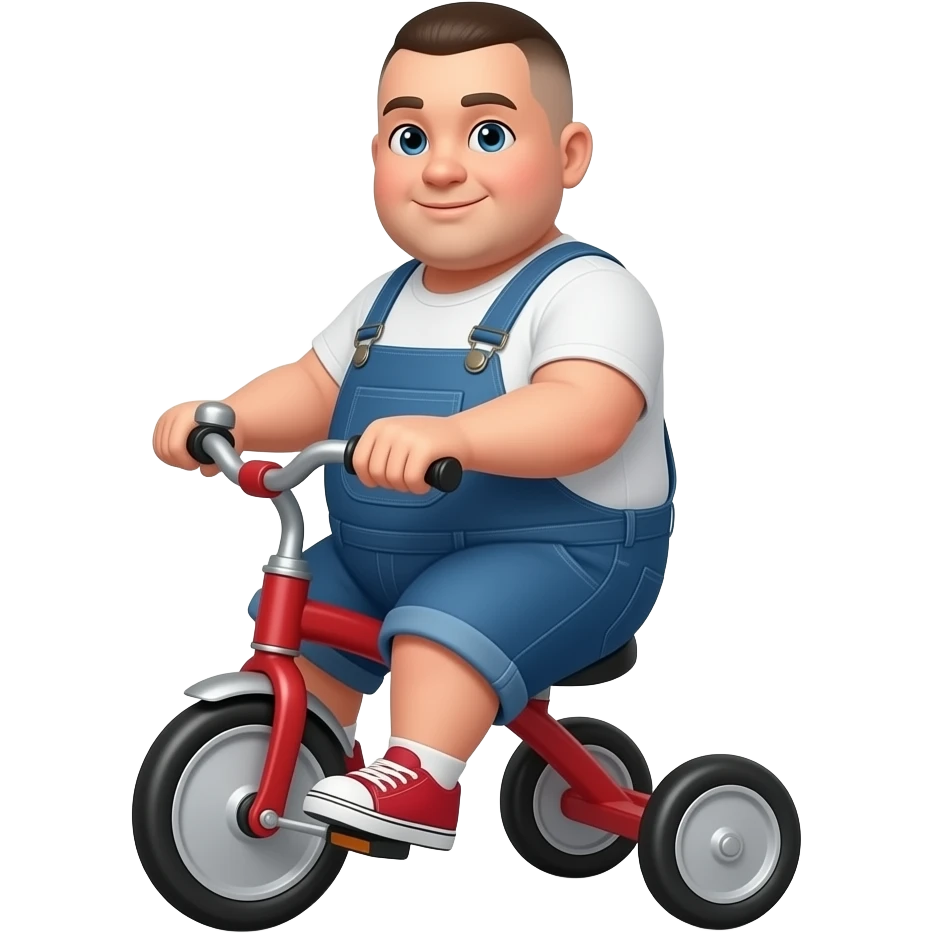 fat boy with bald fade on a tricycle emoji