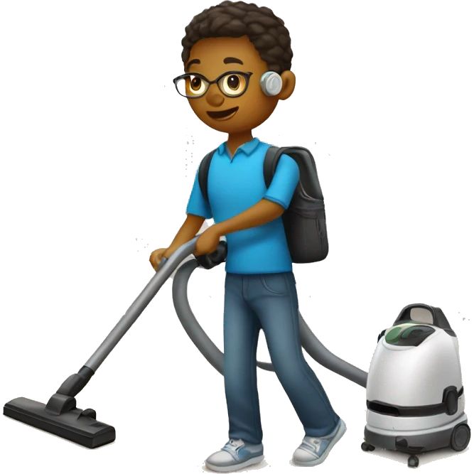 student with vacuum cleaner emoji