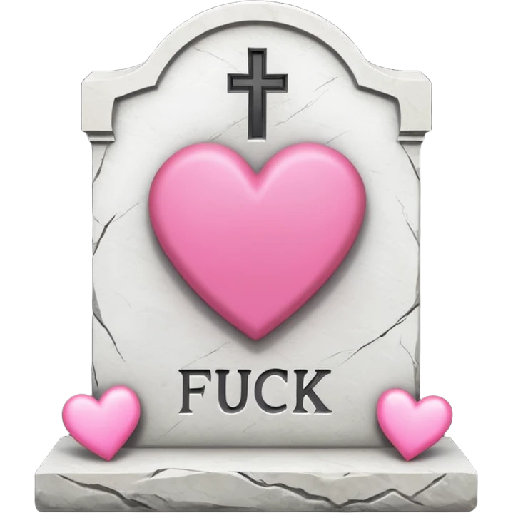 Headstone that says wish i gave a fuck with pink hearts emoji