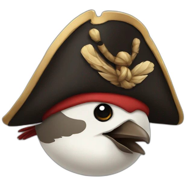 Sparrow, pirate hat emoji