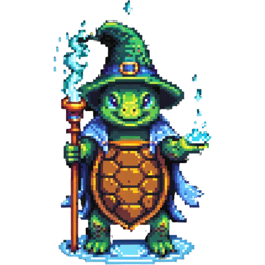 turtle wizard with water magic emoji