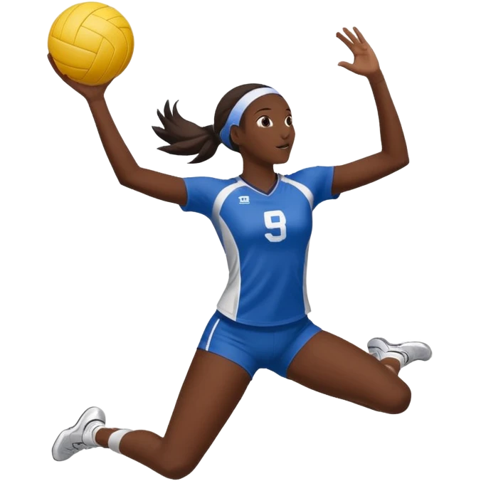 Emoji de Chica de voley pero que parezca que esta saltando  Saque flotante pero con un solo valon y que sea morena la chica emoji