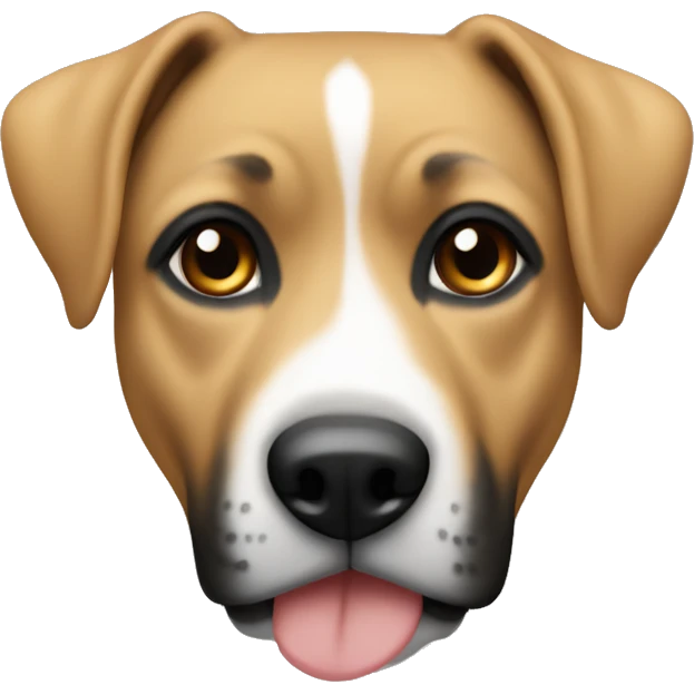 Black and blonde with white chest, brown eyes, female American Staffordshife terrior emoji