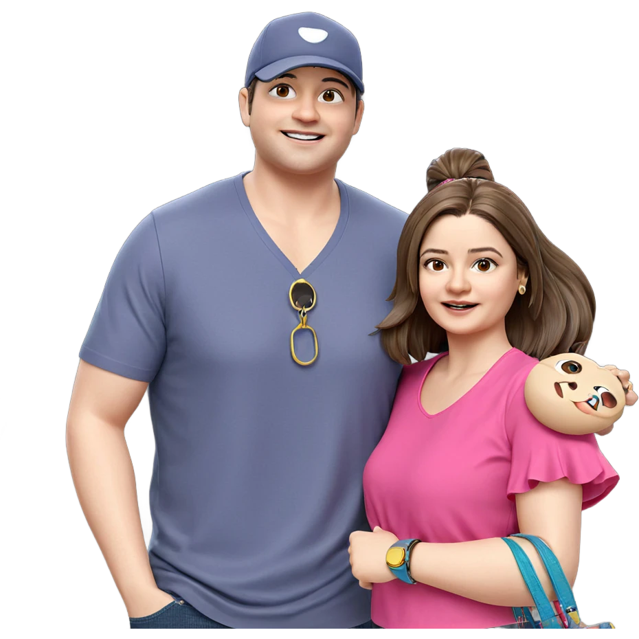 cute couple with playful accessories emoji