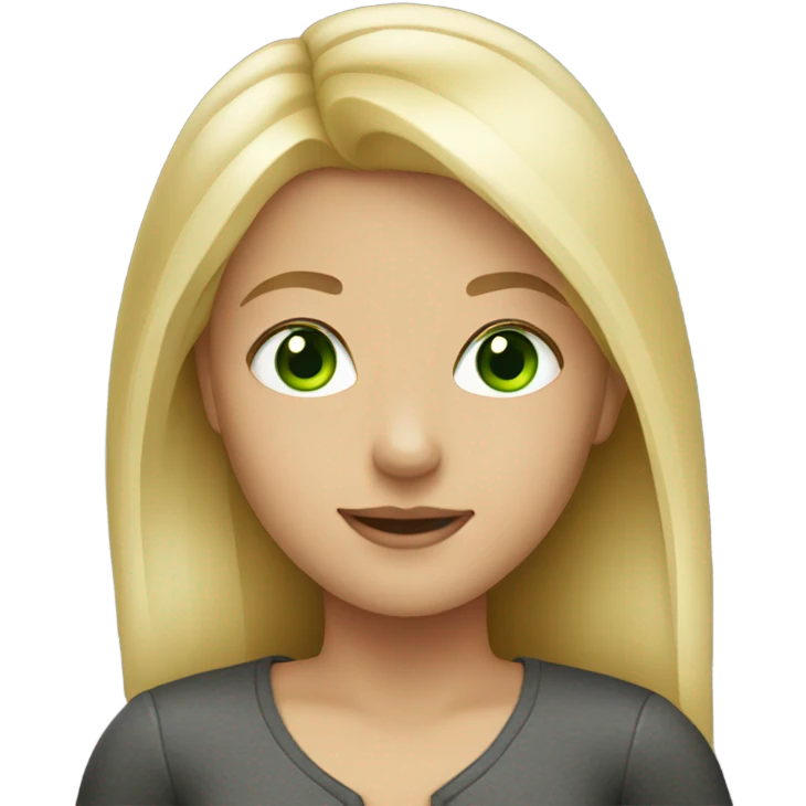 Blond straight hair girl with green eyes emoji