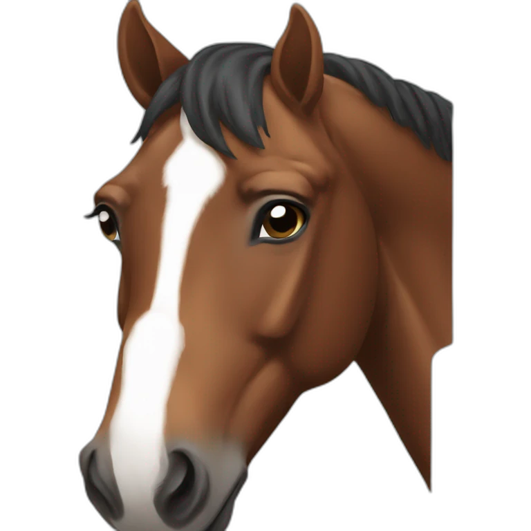 brown bay horse with a small white spot on forehead emoji