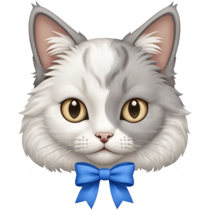 cat with blue ribbon on ear emoji