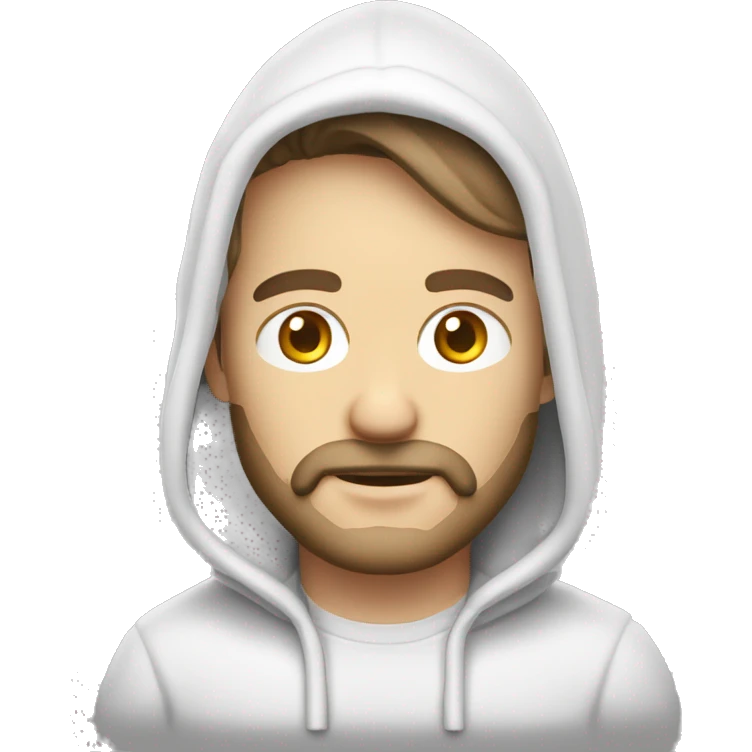 Homme blanc sans barbe ni moustache avec une cagoule blanche  emoji