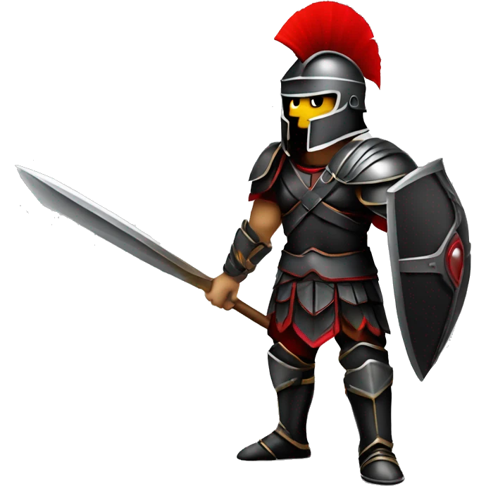 Fantasy spartan warrior male wearing detailed black armor with a red plumed helmet
 emoji