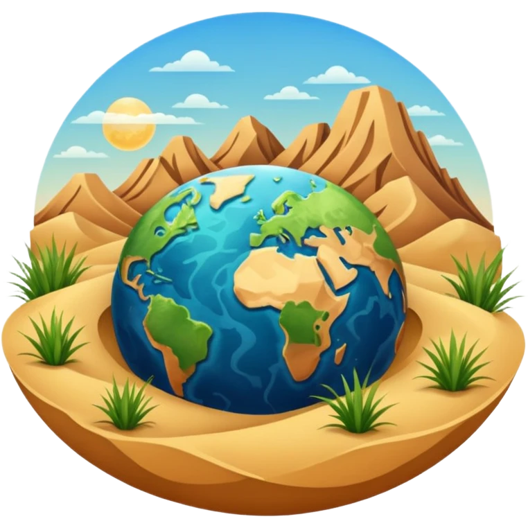 infinite 8 stylised to symbolise earth, with desert, grass, cities, oceans emoji