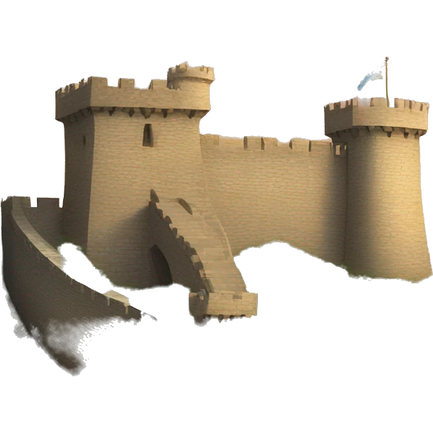 un castillo con un león asomado en la muralla emoji