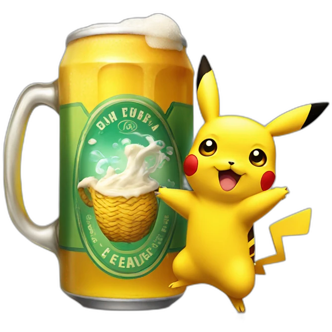 Pikachu qui boit de la bière emoji
