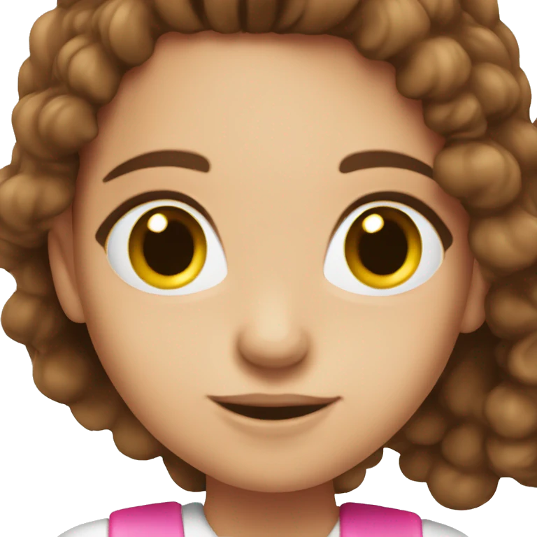 beautiful girl with brown hair doing pink chemistry  emoji