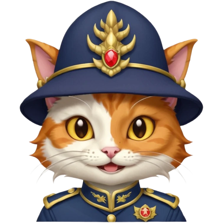 A cat with a hat and dragon corps emoji
