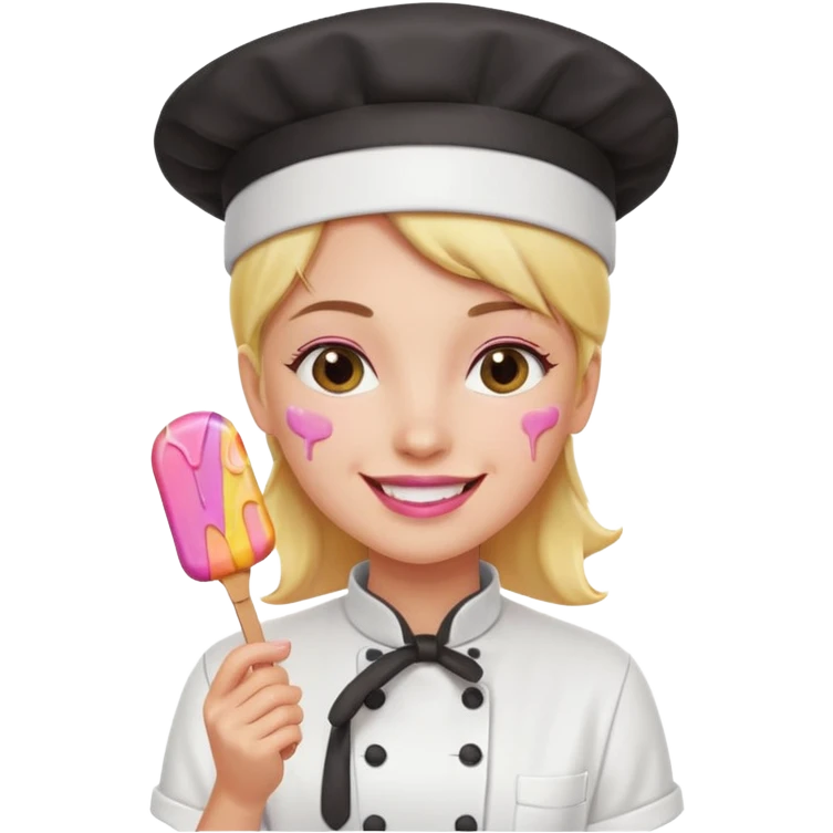 Female Chef holding popsicle happily emoji