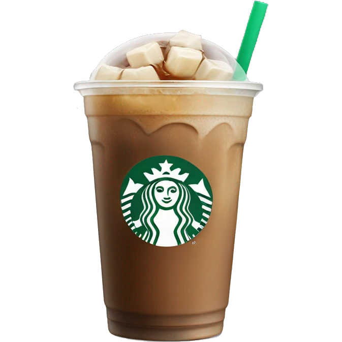 Starbuck ice coffee with ice cubes emoji