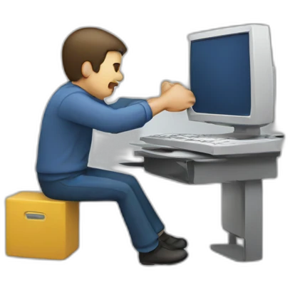 man kicking a computer emoji