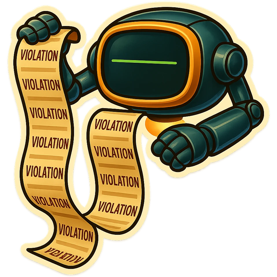 auditor robot prints out violations. no legs. the robot hovers emoji
