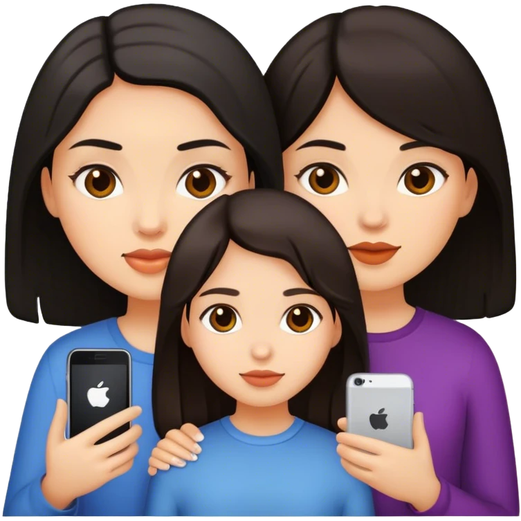 tres chicas de cabello oscuro emoji