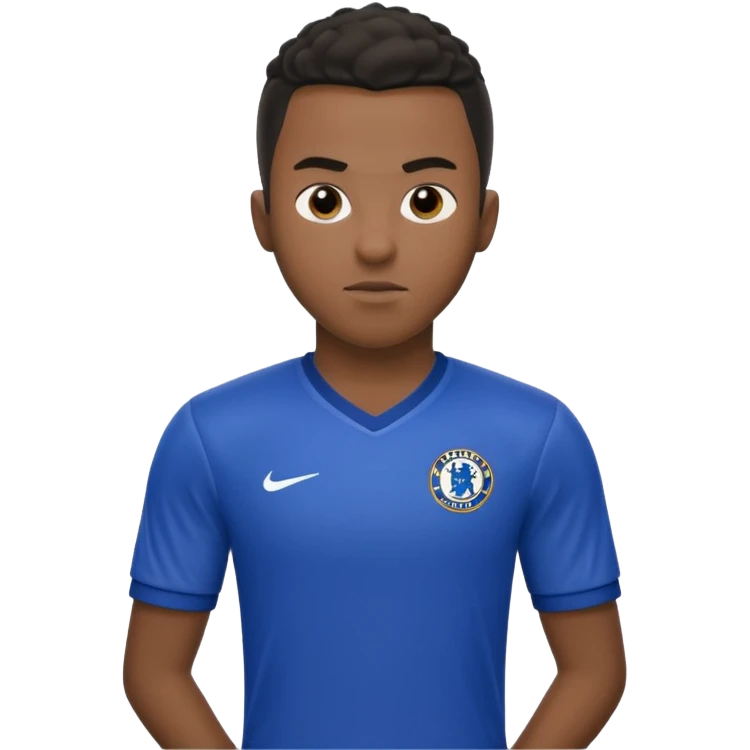 Black Chelsea FC Soccer player scoring a goal emoji