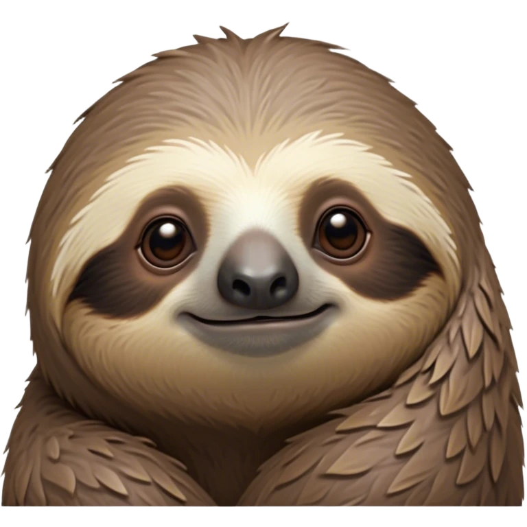 Cinematic Noble Sloth Portrait Emoji, Poised and serene, with a leisurely, gentle build and calm, wise eyes adorned with soft, textured fur, Simplified yet sharp and sophisticated features, highly detailed, glowing with a soft, tranquil glow, high shine, intelligent and unhurried, stylized with an air of relaxed authority, focused and composed, soft glowing outline, capturing the essence of a watchful and confident guardian that appears ready to slowly emerge from the screen with effortless grace! emoji