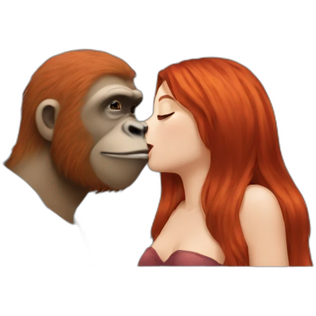 Harambe kissing red haired girls emoji