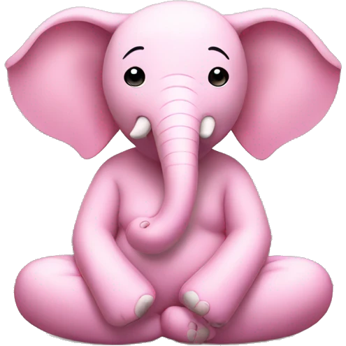 Create pink elephant sitting in a zen garden doing breathing exercises of breathing emoji