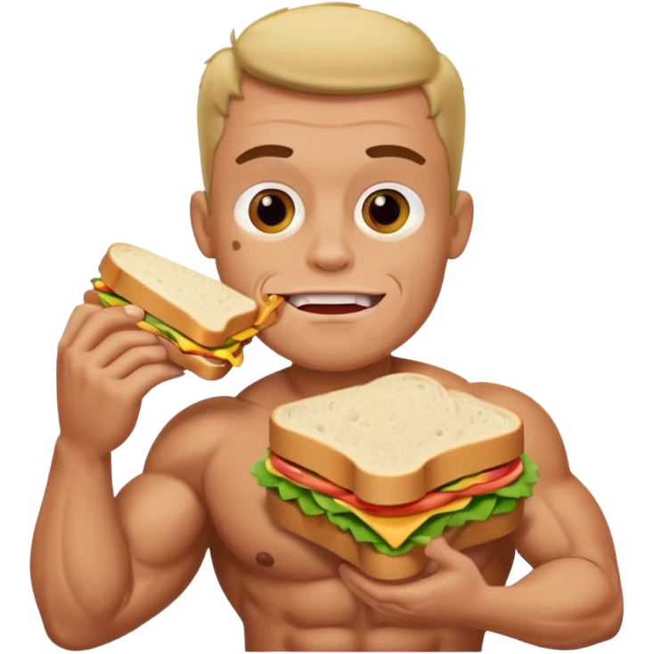 a muscle man eating emoji