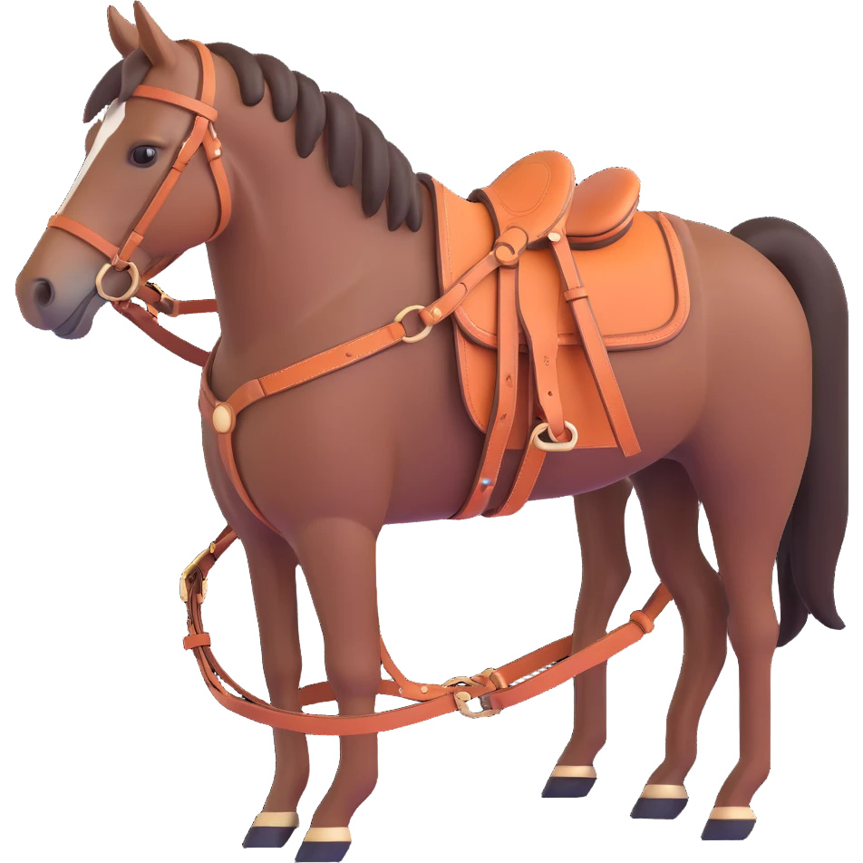 Hermès-style horse harness, elegant, luxury leather, minimal, 3D style emoji