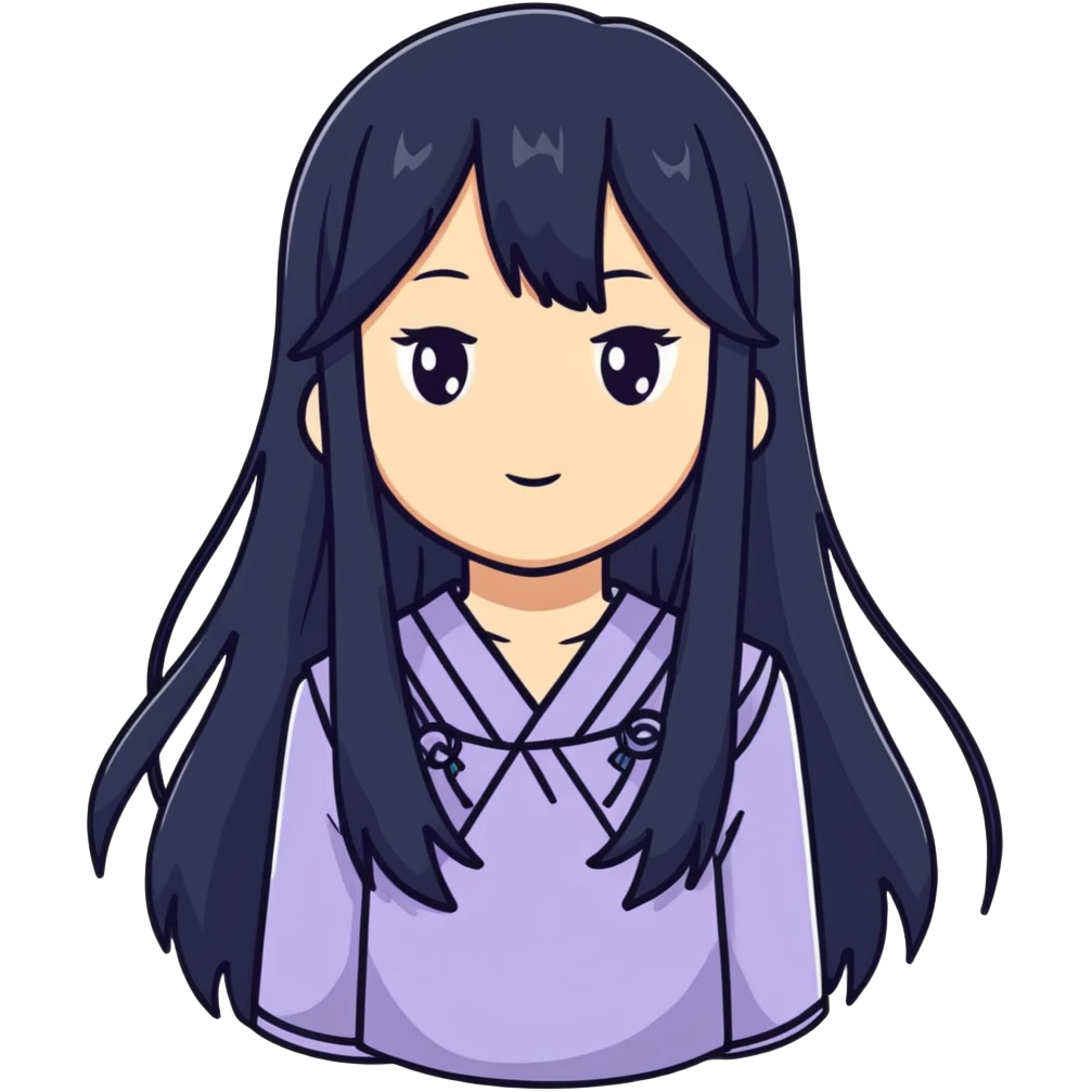 Sweet shy anime girl with long black hair emoji
