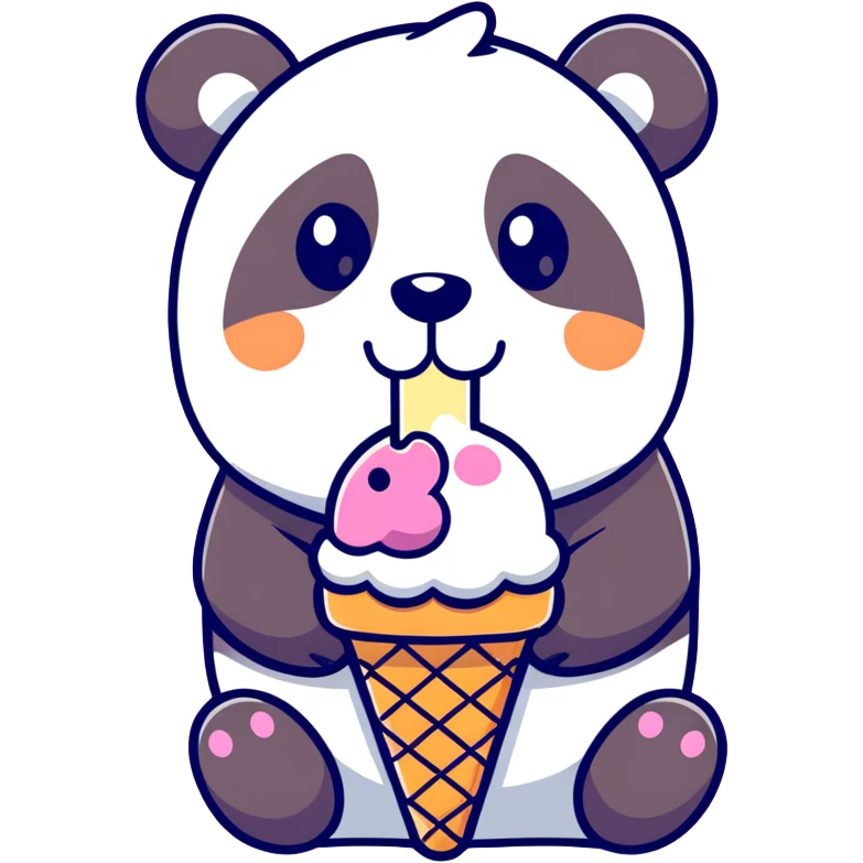 Panda eating ice cream emoji