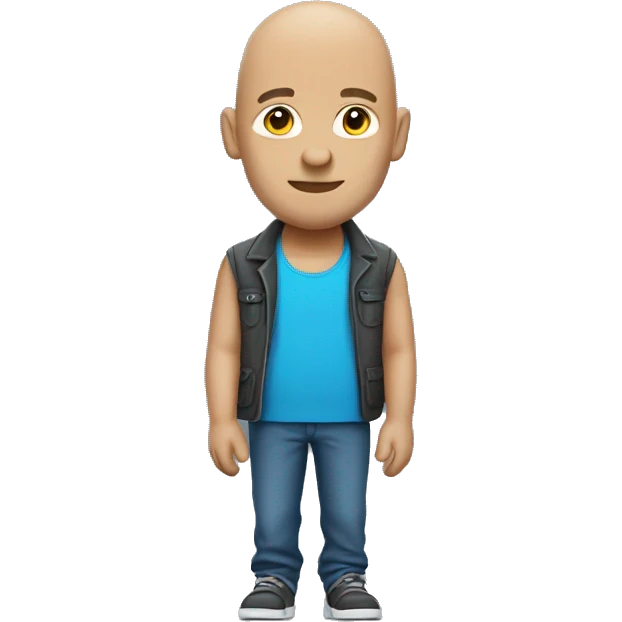 cool bald guy in blue shirt emoji