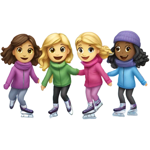 Four girls ice skating under a bridge  emoji