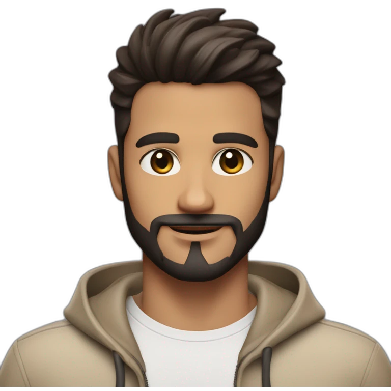 brunette-guy-with-taper-fade,-tiktok-face-straight-in-front-and-top-of-hair-and-dark-beard-and-brown-eyes-and-big-nose- emoji