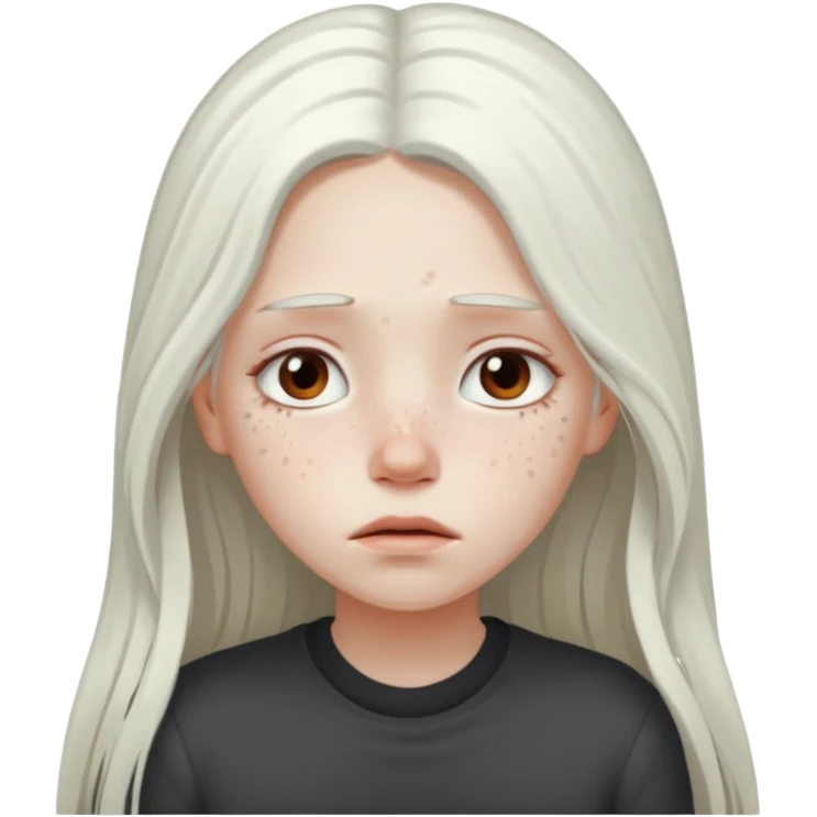 Pale girl with long white hair sad emoji
