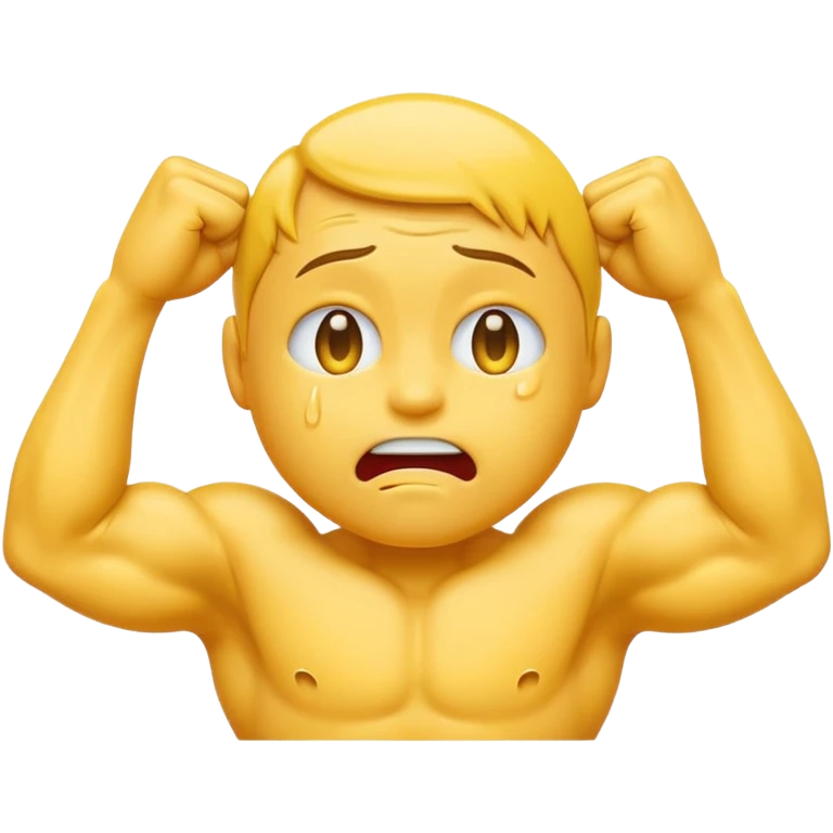 Classic yellow crying emoji flexing muscles emoji