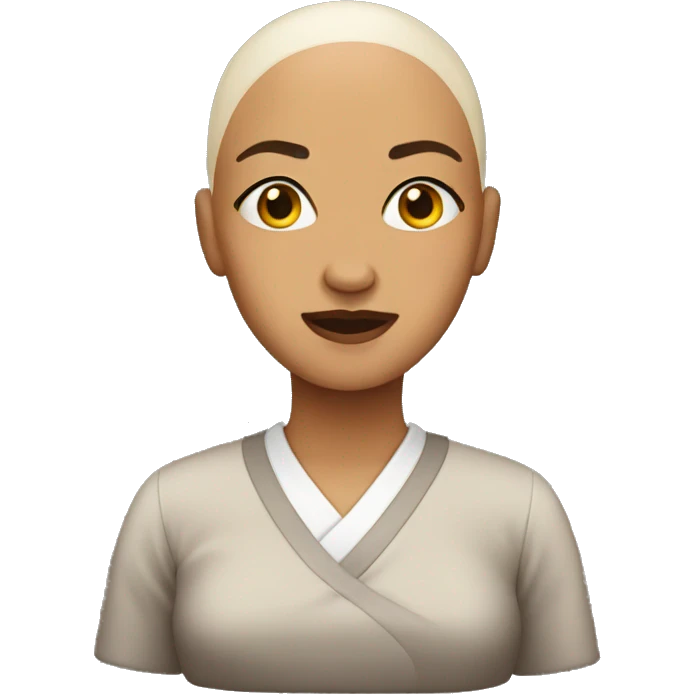 women bald emoji but the expression is Face with Raised Eyebrow Emoji emoji