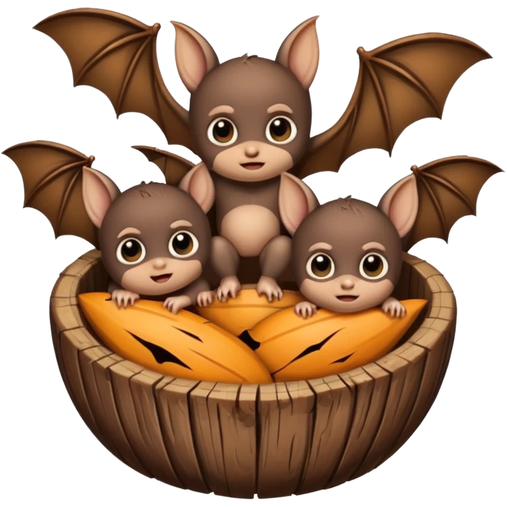 Wood with bat babies  emoji