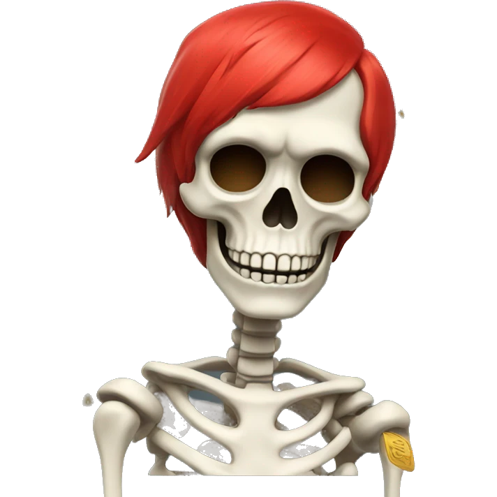  skeleton with red color hair lots money falling down like raindrops  emoji